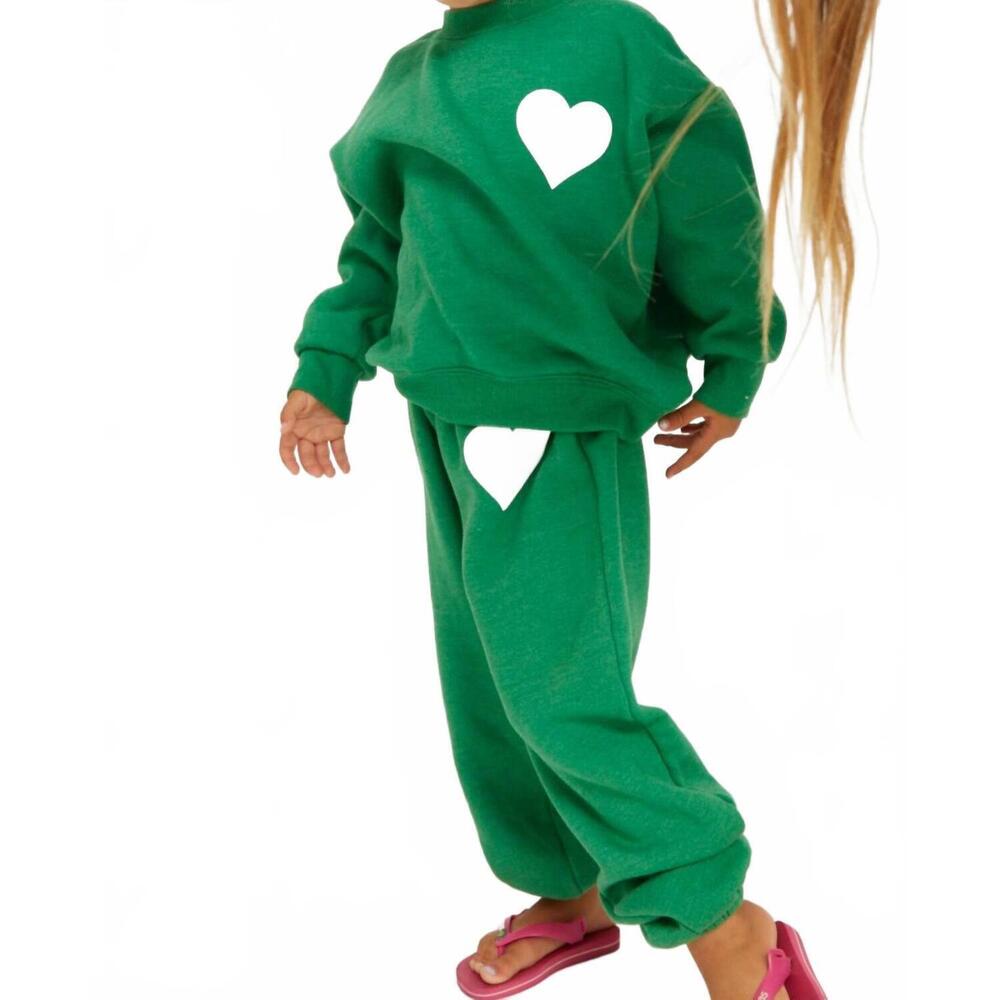 NEW SPRWMN kids heart sweatshirt in kelly green